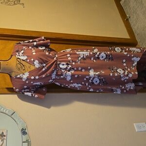 WEST KEI Floral Hi-Lo Dress in Dusty Pink